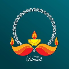 Poster for Happy Diwali with beautiful design illustration