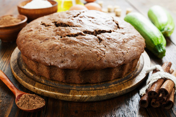Zucchini cake with cocoa powder