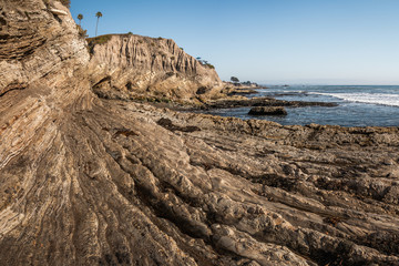 Fototapeta na wymiar Cliff in the Ocean, Pacific Coast Highway, San Luis Obispo Bay, California