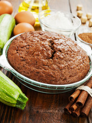 Zucchini cake with cocoa powder