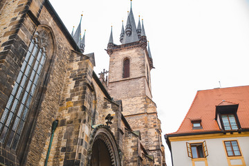 our lady tyn church towers in prague
