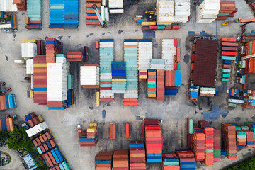 Aerial view of Storage of the container in Hong Kong