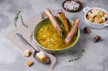 Traditional thick soup with peas