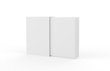 Naklejka premium White sleeve cardboard box template standing vertical, mock up template on isolated white background, 3d illustration.
