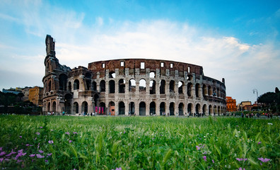 The Colosseum  is an oval amphitheatre in the centre of the city of Rome, Italy