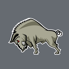 Huge wild boar. Cartoon  style.