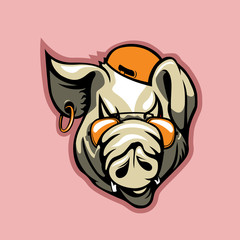 Cartoon style Pig caricature.