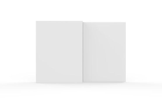 White sleeve cardboard box template standing vertical, mock up template on isolated white background, 3d illustration.