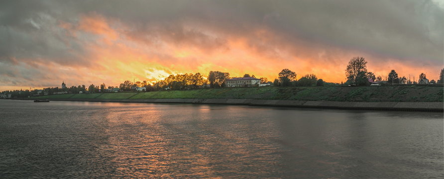 Russia. Volga. sunset over Myshkin