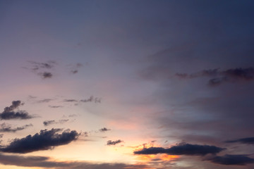 Beautiful and colorful cloudy sunset sky.