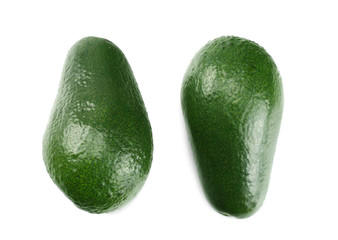 healthy food. fresh avocado isolated on white background. top view