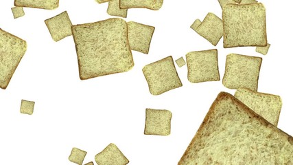 Whole wheat bread moves on a white background. - Powered by Adobe