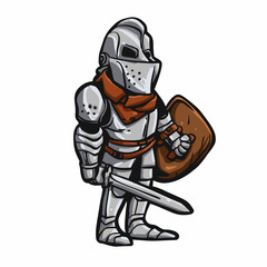 Cartoon medieval knight vector illustration