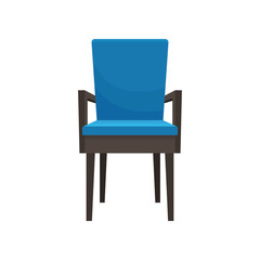 Blue armchair, comfortable furniture, element for home interior vector Illustration on a white background