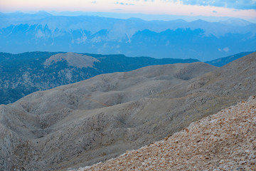 landscape in the mountains at dawn