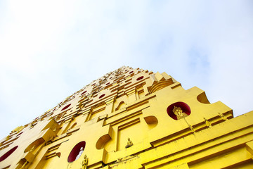 Golden pagoda of Bodhgaya Stupa or Phuthakaya Pagoda, Sangklaburi, Kanchanaburi, Thailand