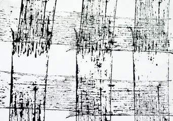 Abstract Chinese ink background. Black paint stroke texture on white paper.