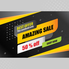 yellow and black origami sale banner