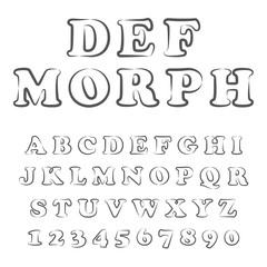 Vector of stylized bold font and alphabet