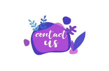 Naklejka premium Contact Us. Purple Blue Flat Natural Background Words letter Design