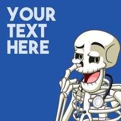 The cheeky instruction for your success concept with skeleton picked his nose with his middle finger, cartoon character mascot, vector illustration.