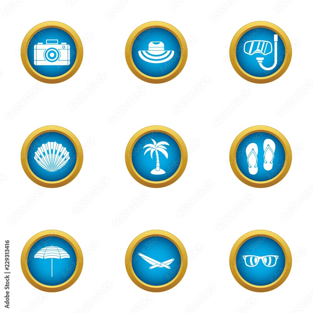Aufkleber photo report icons set. flat set of 9 photo report vector icons for web isolated on white background
