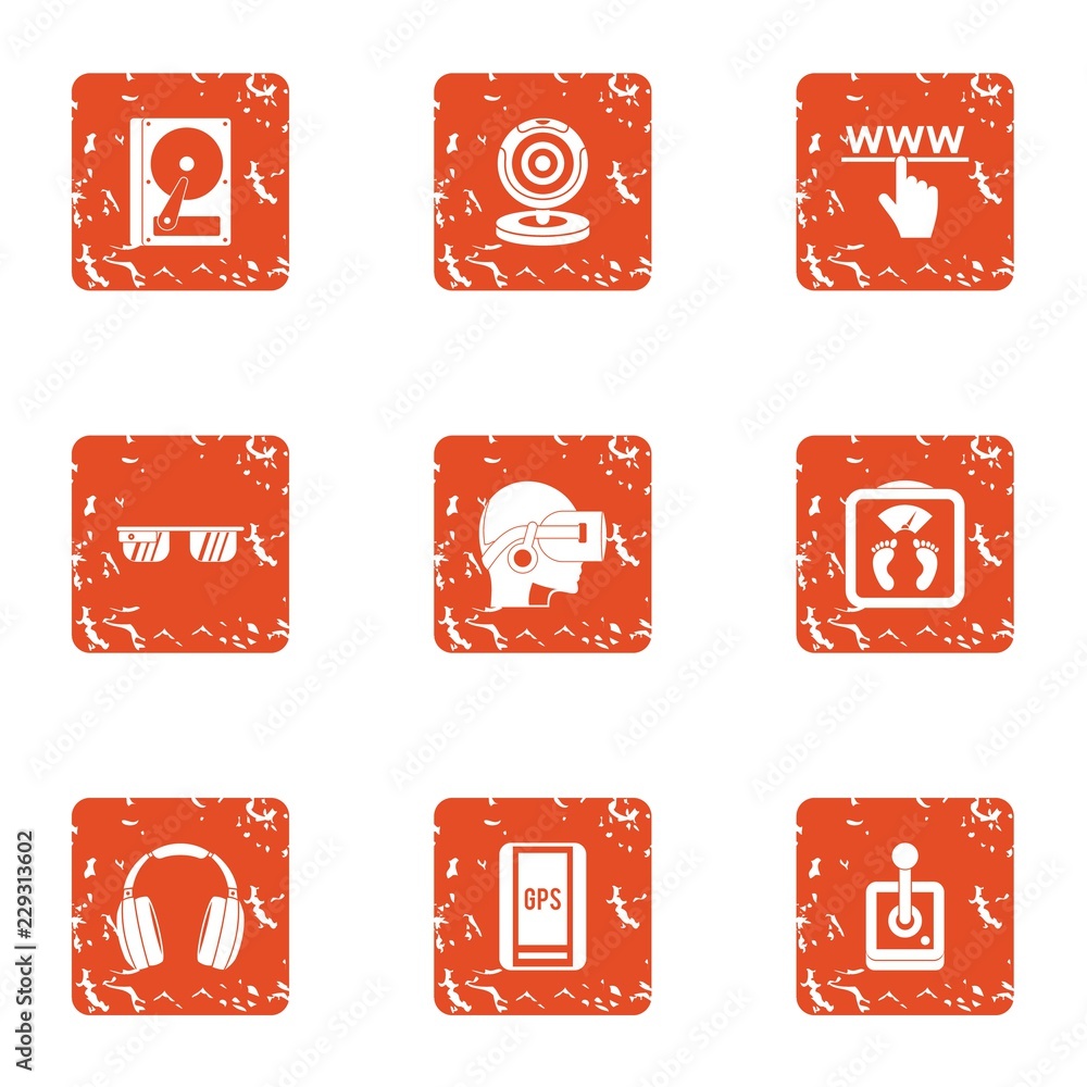Aufkleber virtu icons set. grunge set of 9 virtu vector icons for web isolated on white background