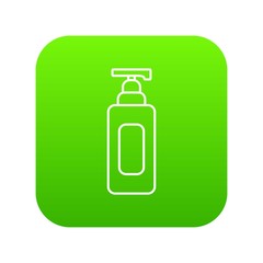 Shampoo dispenser icon green vector isolated on white background