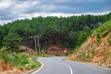 Beautiful landscape of the street in Dalat, Vietnam. Da lat is one of the best tourism cities and aslo one of the largest vegetable and flowers growing areas in Vietnam