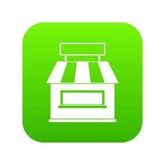 Shop building facade icon digital green for any design isolated on white vector illustration