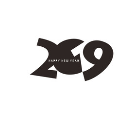 Happy New Year 2019 Text Design  Patter, Vector illustration.