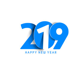 Happy New Year 2019 Text Design  Patter, Vector illustration.
