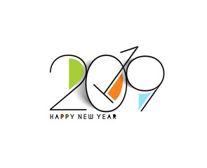 Happy New Year 2019 Text Design  Patter, Vector illustration.