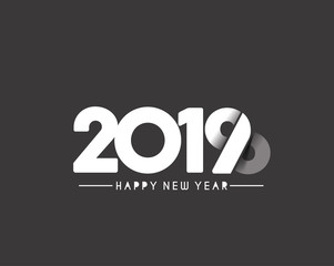 Happy New Year 2019 Text Design  Patter, Vector illustration.