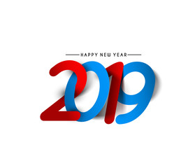 Happy New Year 2019 Text Design  Patter, Vector illustration.