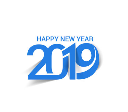 Happy New Year 2019 Text Design  Patter, Vector illustration.
