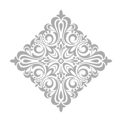 Damask graphic ornament. Floral design element. Grey vector pattern