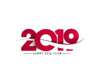 Happy New Year 2019 Text Design  Patter, Vector illustration.