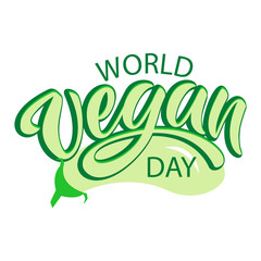 World vegan day typography lettering