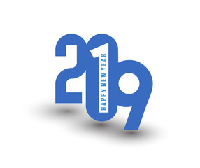 Happy New Year 2019 Text Design  Patter, Vector illustration.