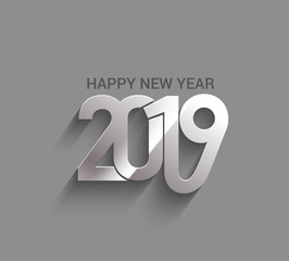 Happy New Year 2019 Text Design  Patter, Vector illustration.