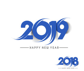 Happy New Year 2019 Text Design  Patter, Vector illustration.