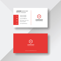Simple and Clean Red and White Business Card Template - 229315602