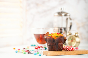 Sweet muffin with dried fruits