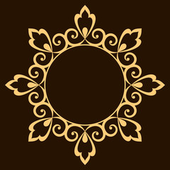 Decorative frame Elegant vector element for design in Eastern style, place for text. Floral golden border. Lace illustration for invitations and greeting cards.