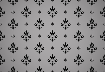 Flower geometric pattern. Seamless vector background. Black and grey ornament. Ornament for fabric, wallpaper, packaging. Decorative print