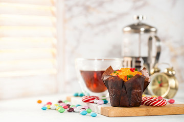 Sweet muffin with dried fruits