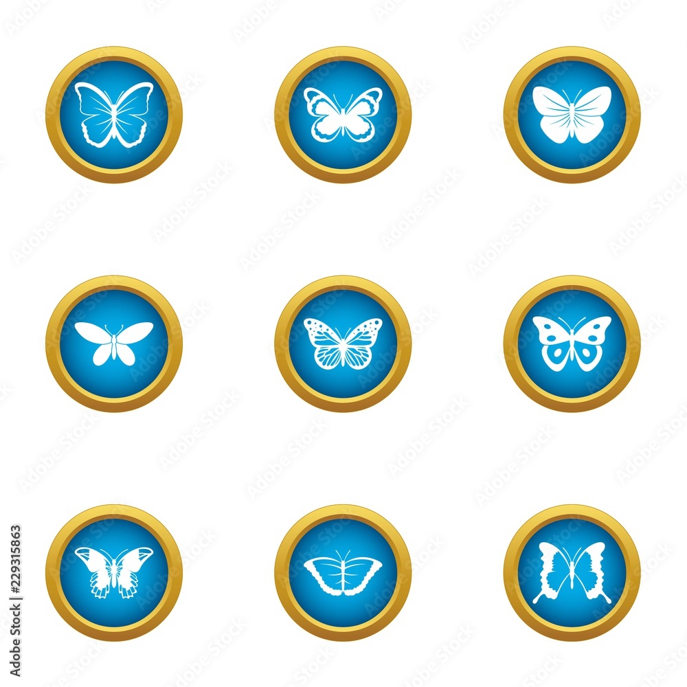 Poster pipistrelle icons set. flat set of 9 pipistrelle vector icons for web isolated on white background