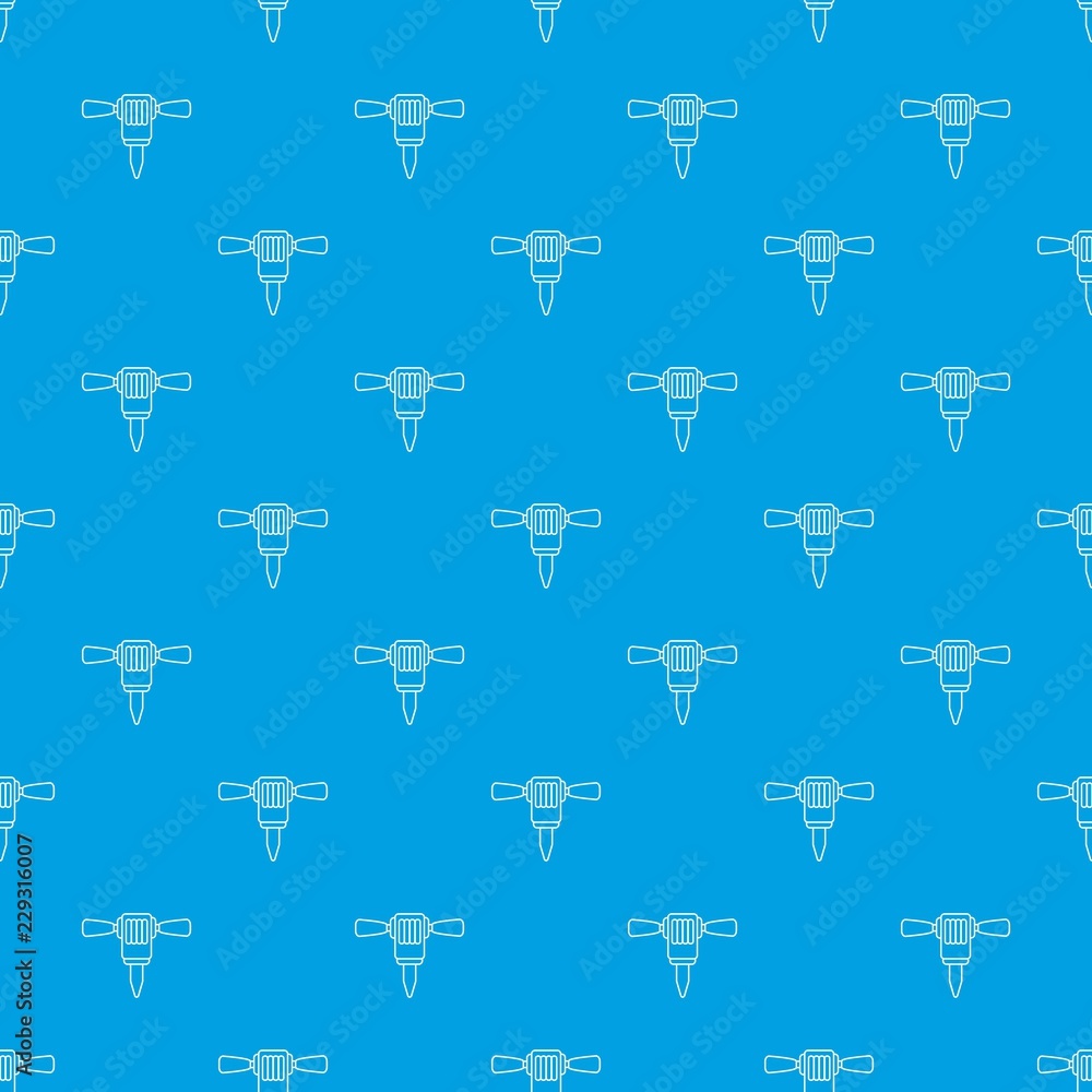 Poster mining hammer drill pattern vector seamless blue repeat for any use