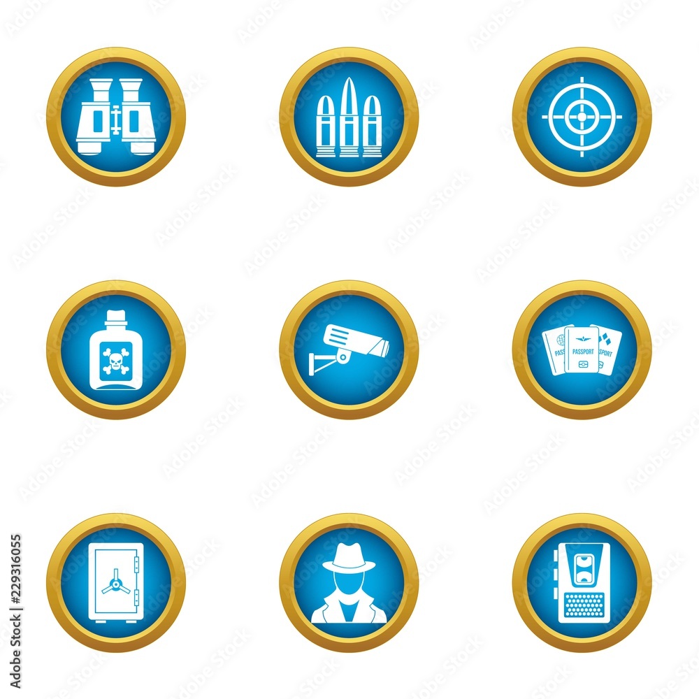 Poster peep icons set. flat set of 9 peep vector icons for web isolated on white background